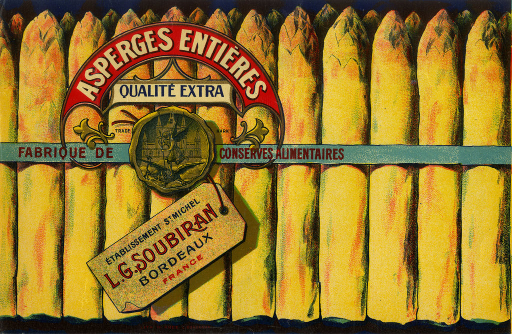 'Asperges Entières' - 19th-Century Advertising Label of White Asparagus, Framed