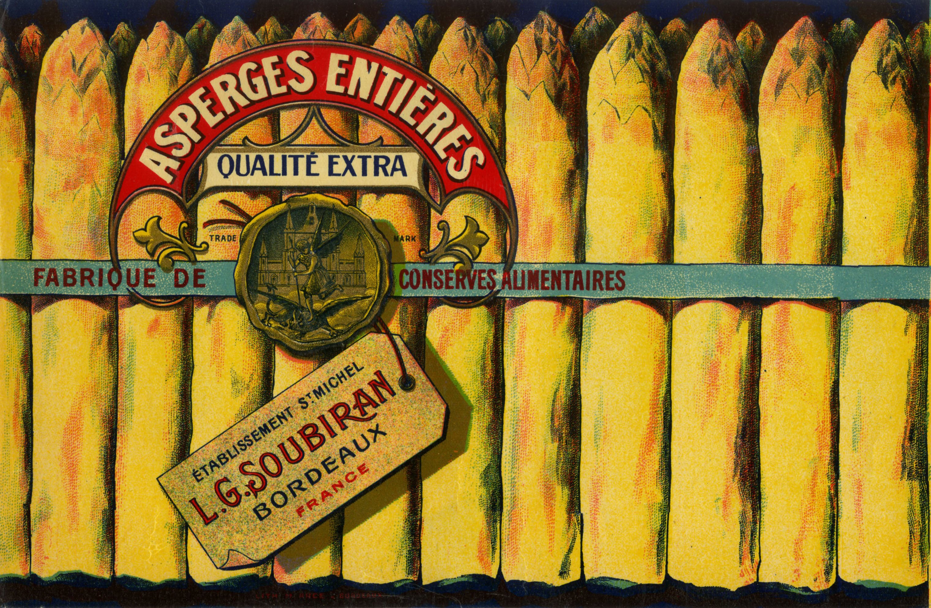'Asperges Entières' - 19th-Century Advertising Label of White Asparagus, Framed