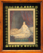 'Mesdames dans les Lits' -  A Pair of Intimate Prints, Original Period Frames with Black and Gold Glass Mounts