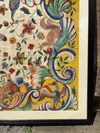 '[Flora & Fauna]' - 1920's Gouache Design for a French Silk Scarf, Framed