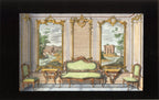 'Divan et Chaises Vertes' - 18th-Century Hand-Coloured French Engraving of an Interior, Framed