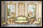 'Divan et Chaises Vertes' - 18th-Century Hand-Coloured French Engraving of an Interior, Framed