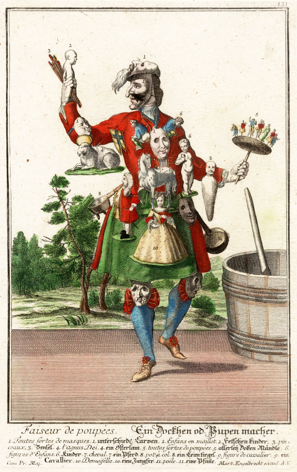 'The Puppet Maker and The Doll Maker' - A Pair of 18th-Century Unframed Personification Engravings, Unframed