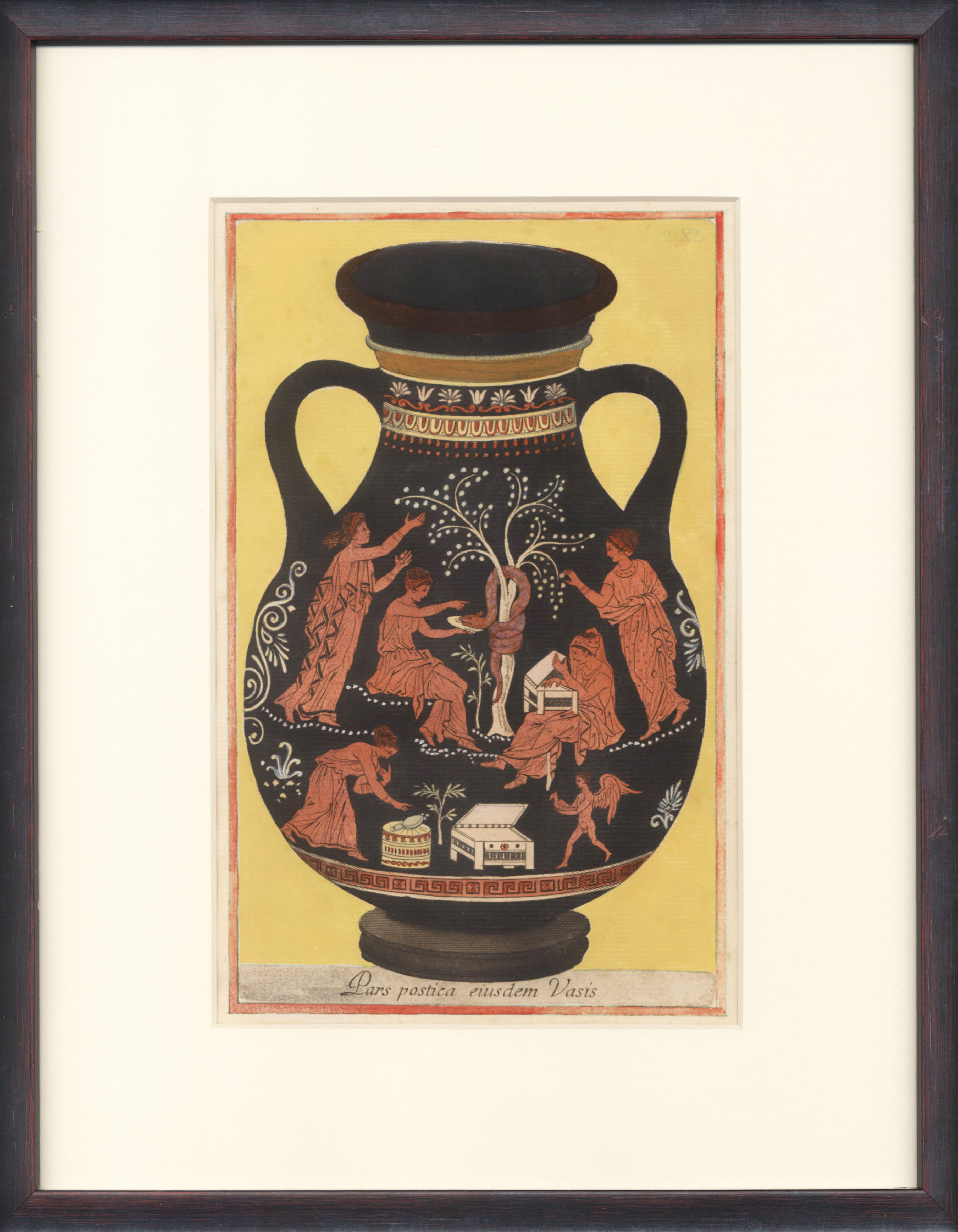 'Etruscan Vases' - A Sumptuous Pair of 18th-Century Classical Red-Figure Engravings, Framed