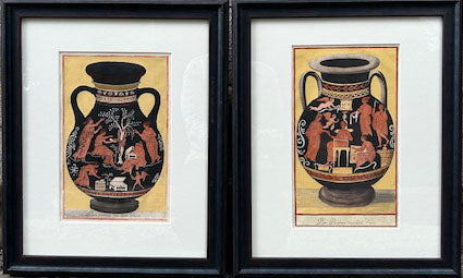 'Etruscan Vases' - A Sumptuous Pair of 18th-Century Classical Red-Figure Engravings, Framed