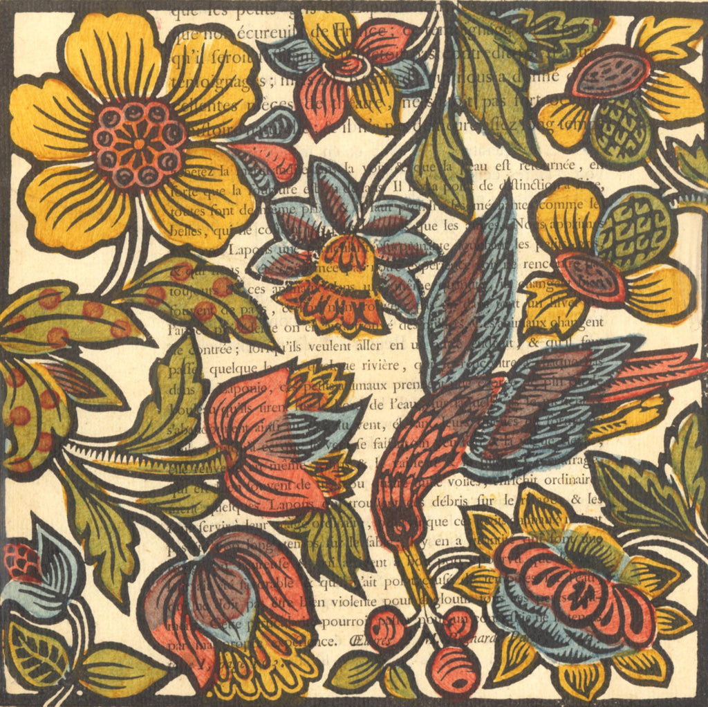 [SOLD] Histoire Naturelle, Colour Woodcut on original laid paper, Framed