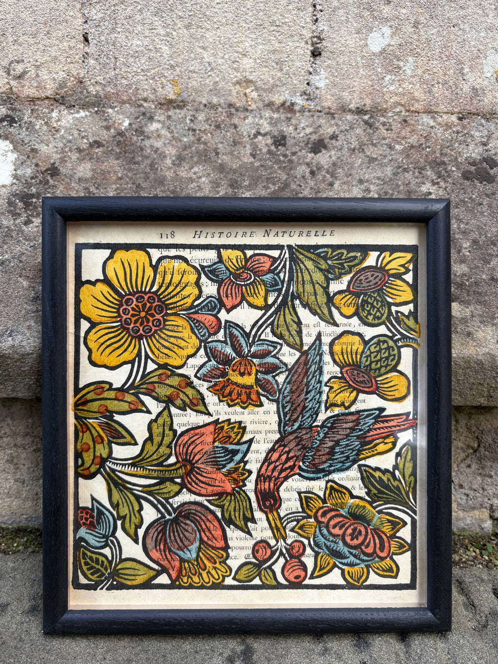 [SOLD] Histoire Naturelle, Colour Woodcut on original laid paper, Framed