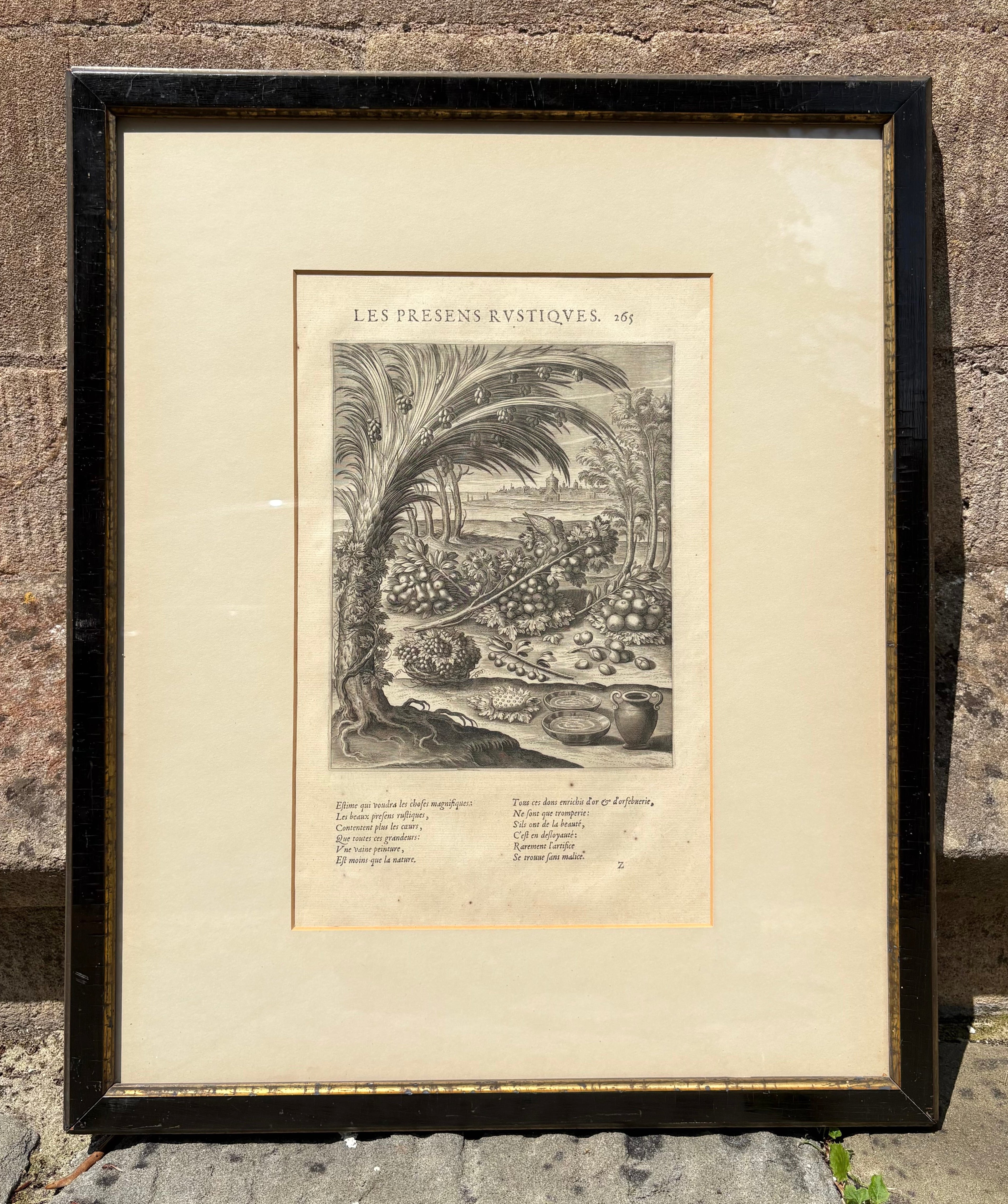 'Le Presens Rustique' - Early 17th-Century Engraving to illustrate Philostratus, Framed