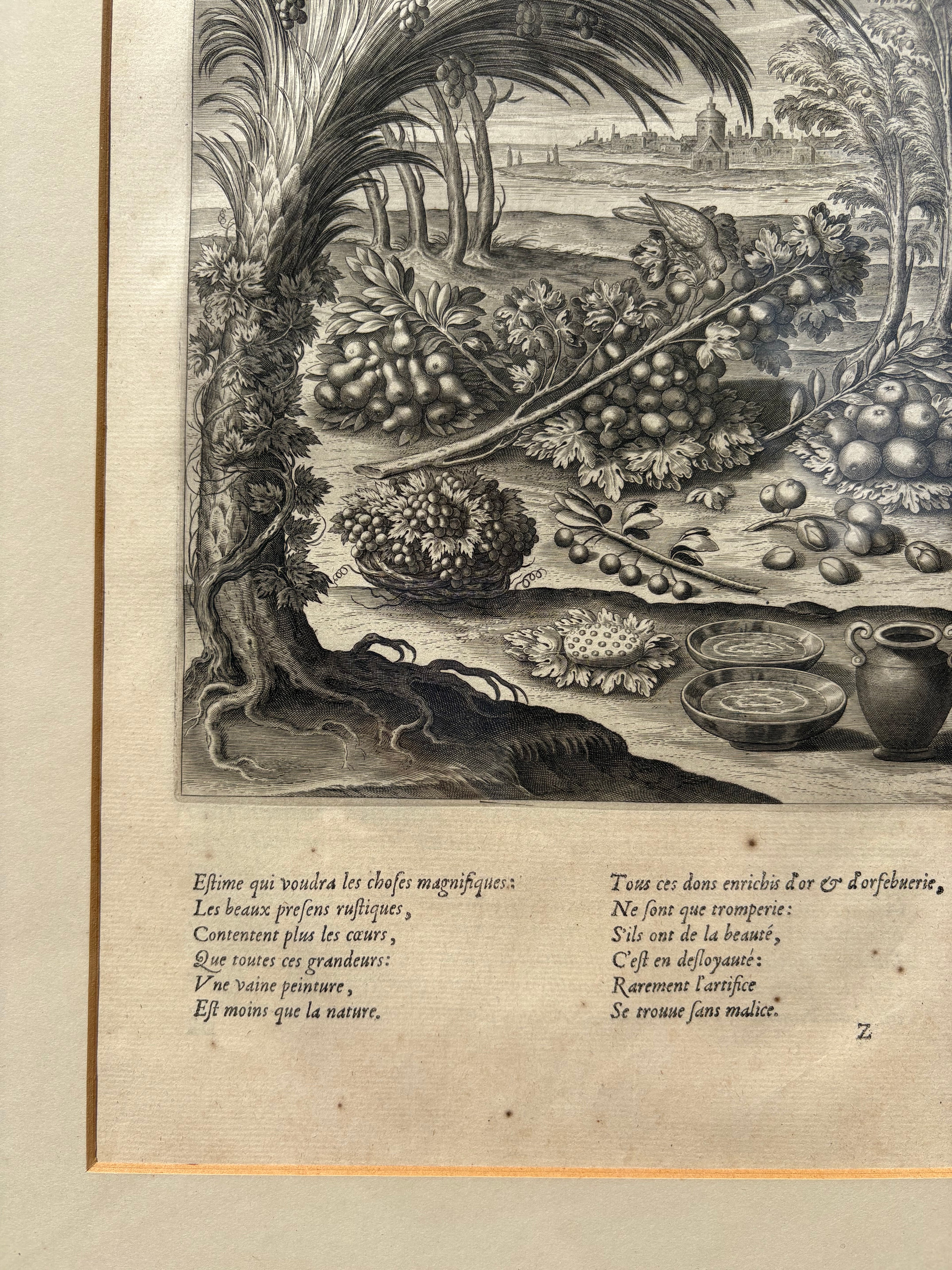 'Le Presens Rustique' - Early 17th-Century Engraving to illustrate Philostratus, Framed