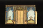 'Les Rideaux Bleus' - 18th-Century Hand-Coloured French Engraving of an Interior, Framed