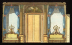 'Les Rideaux Bleus' - 18th-Century Hand-Coloured French Engraving of an Interior, Framed