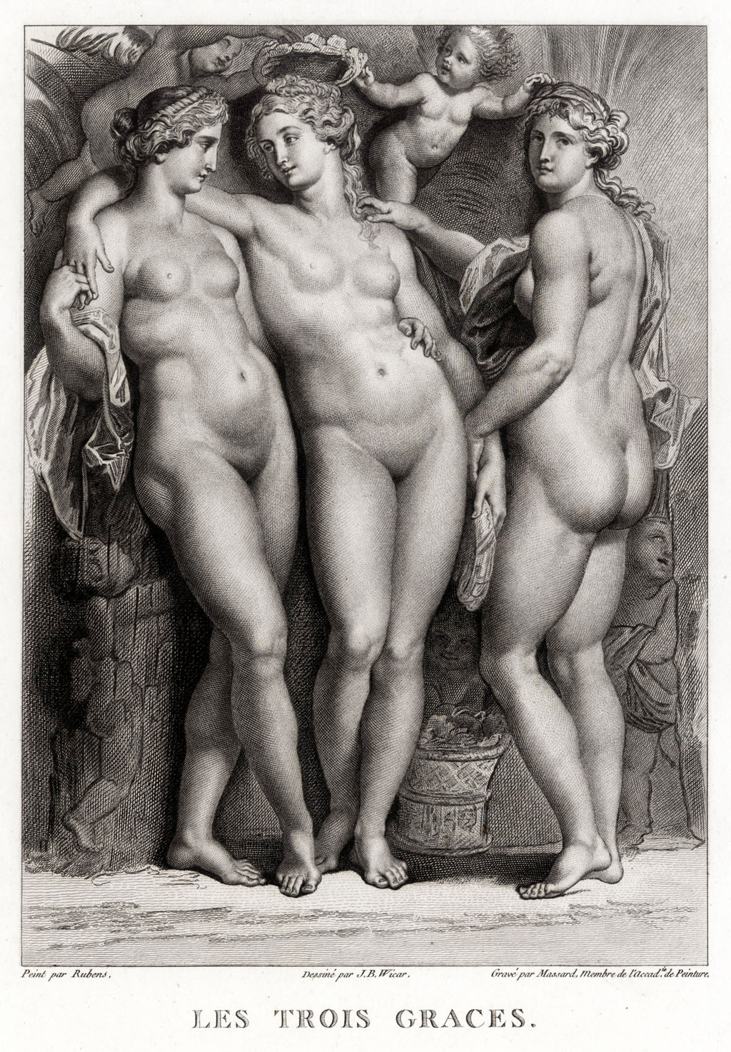 'Les Trois Graces' - An Exquisite Portrayal of Rubens's Mythical Goddesses, Framed
