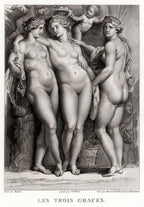 'Les Trois Graces' - An Exquisite Portrayal of Rubens's Mythical Goddesses, Framed