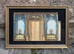 'Les Rideaux Bleus' - 18th-Century Hand-Coloured French Engraving of an Interior, Framed