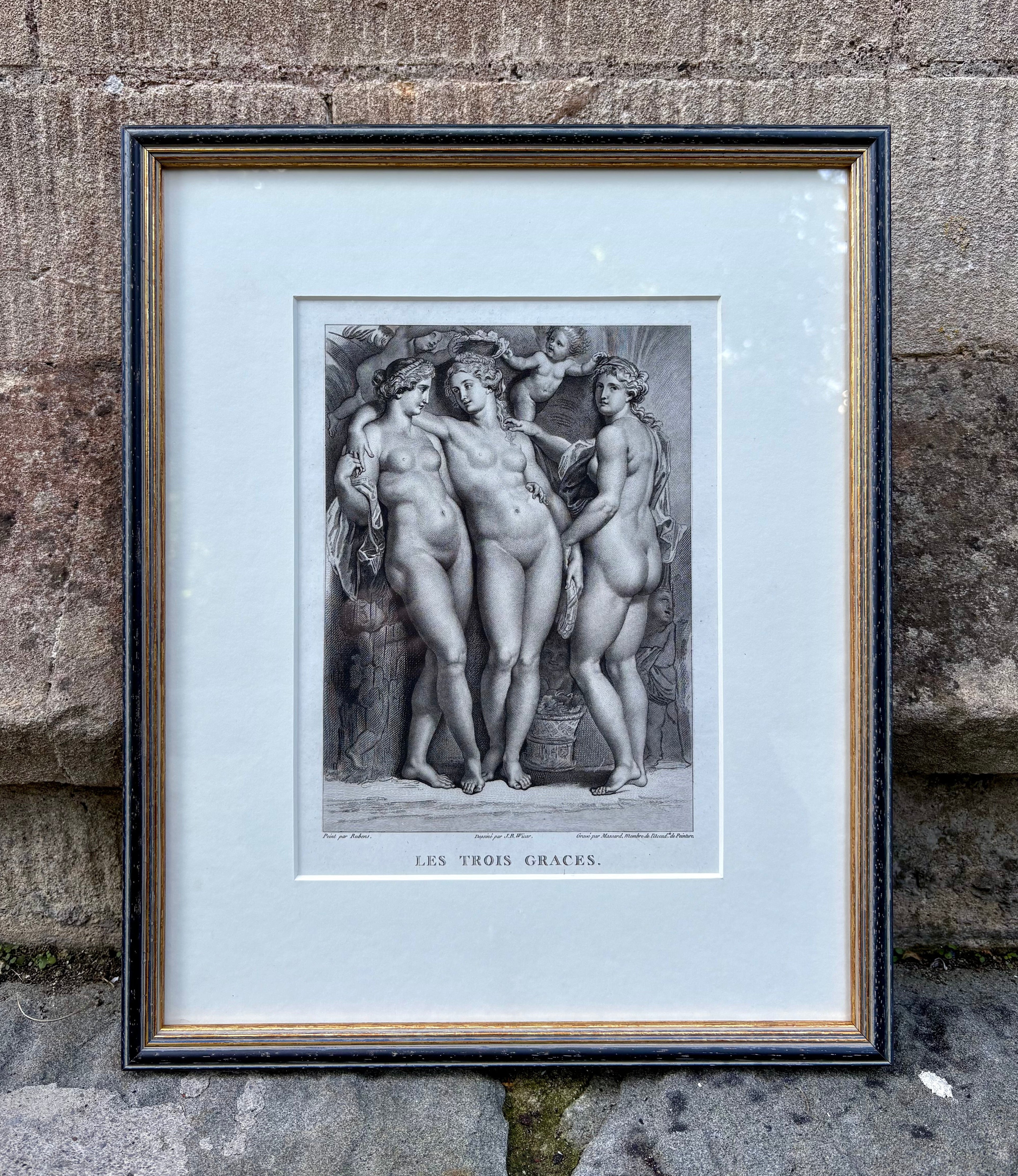 'Les Trois Graces' - An Exquisite Portrayal of Rubens's Mythical Goddesses, Framed