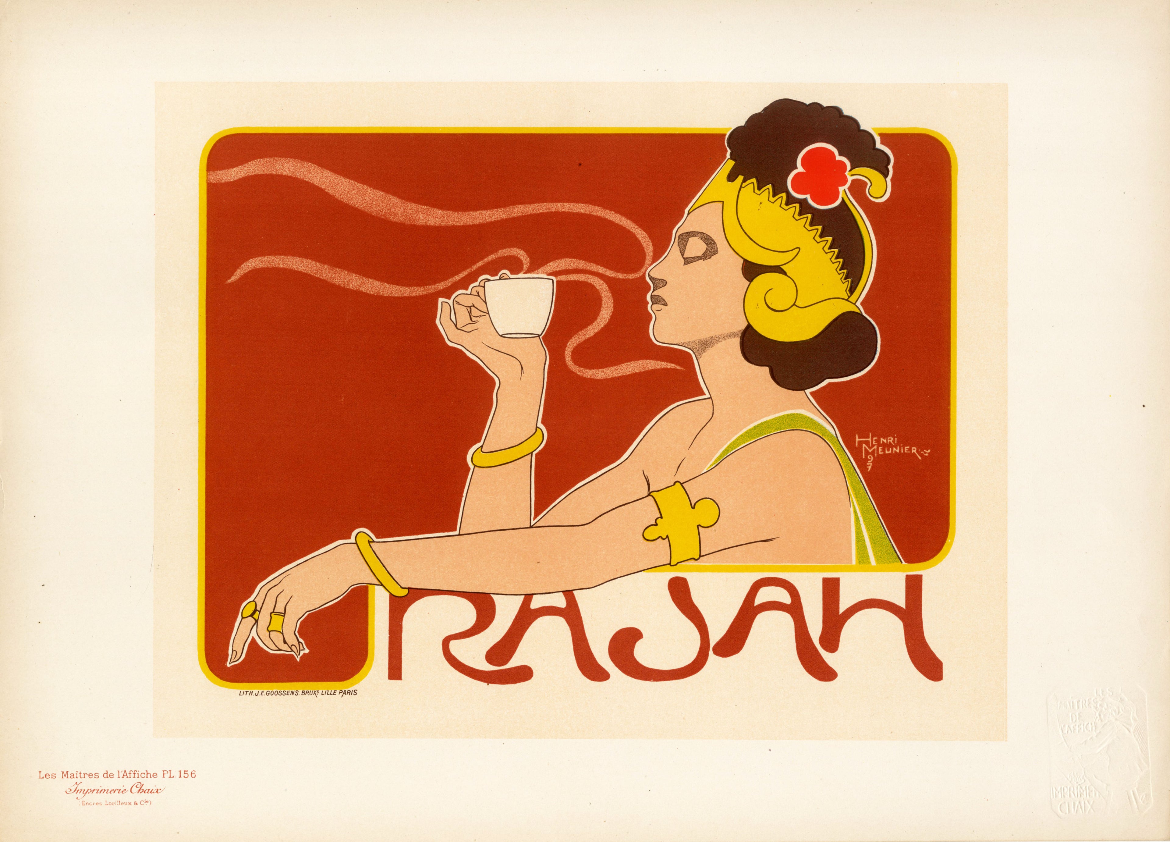 'Rajah' - Striking Art Nouveau Coffee Advertising Poster, Unframed