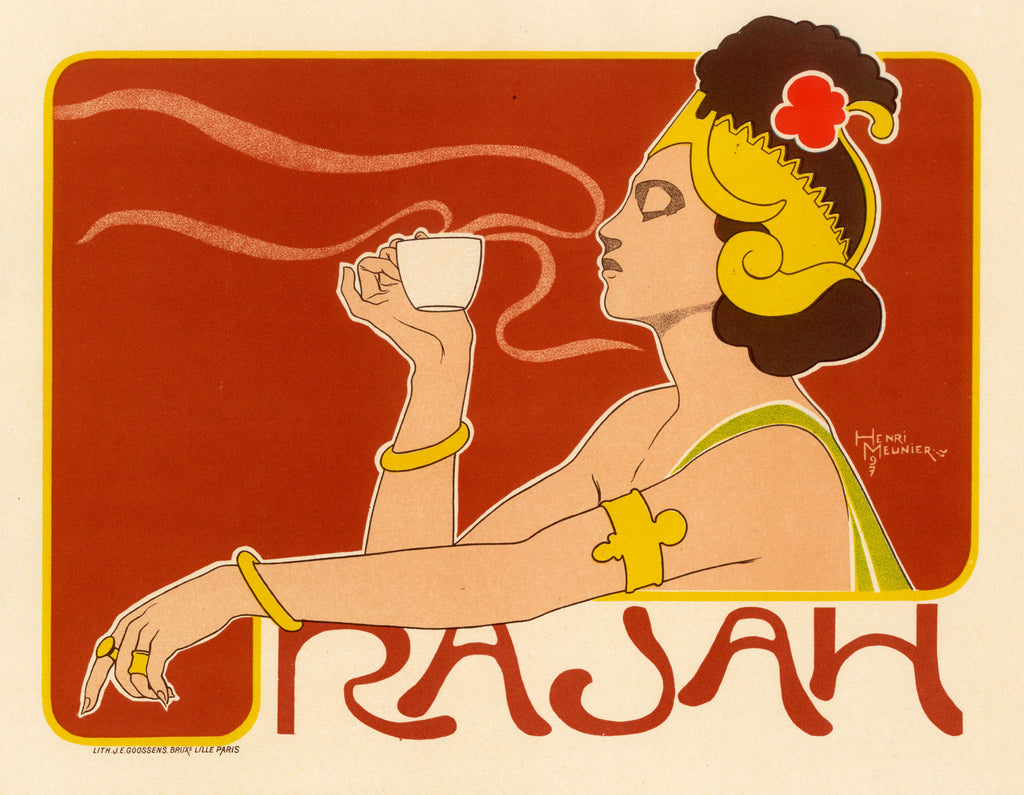 'Rajah' - Striking Art Nouveau Coffee Advertising Poster, Unframed