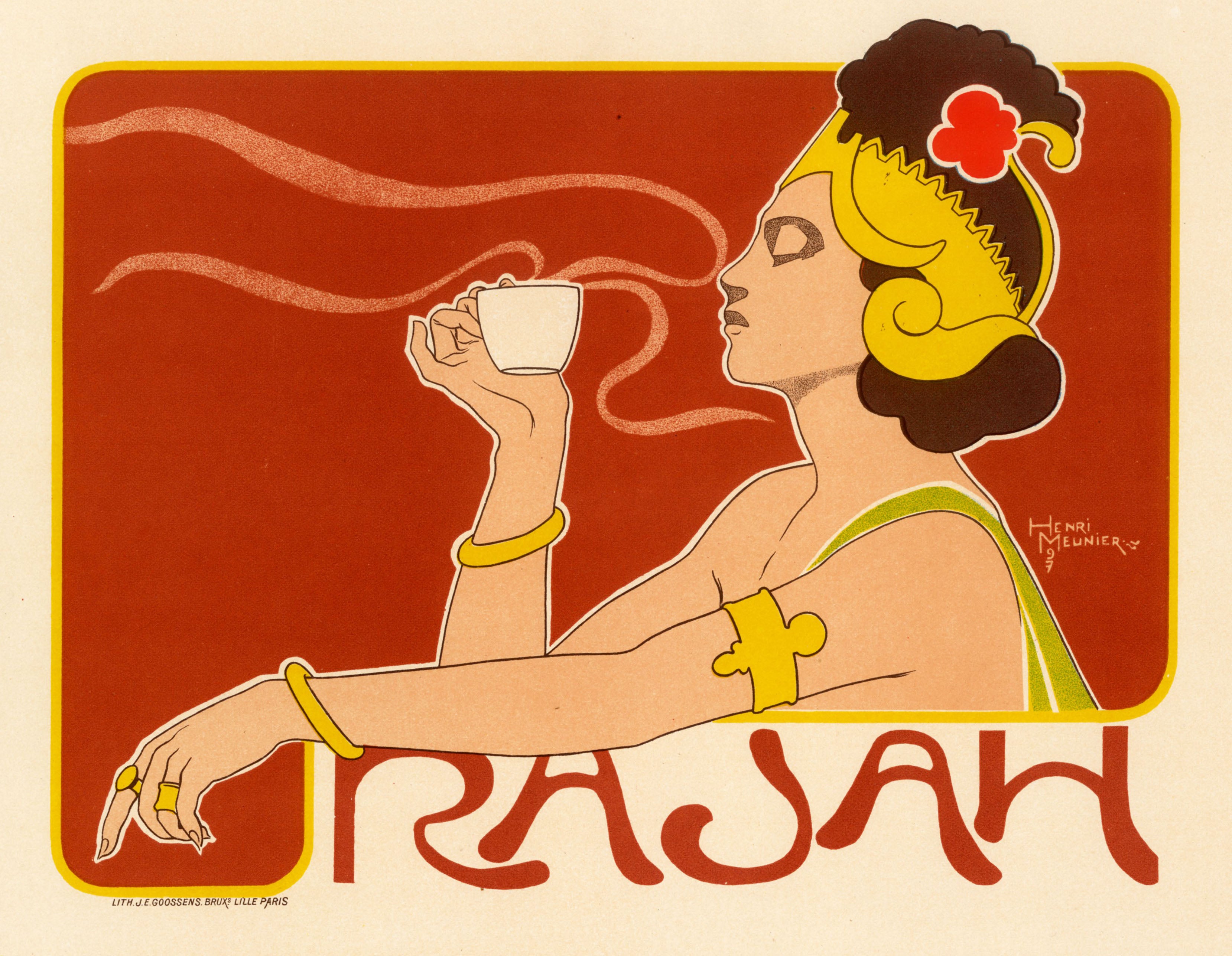'Rajah' - Striking Art Nouveau Coffee Advertising Poster, Unframed