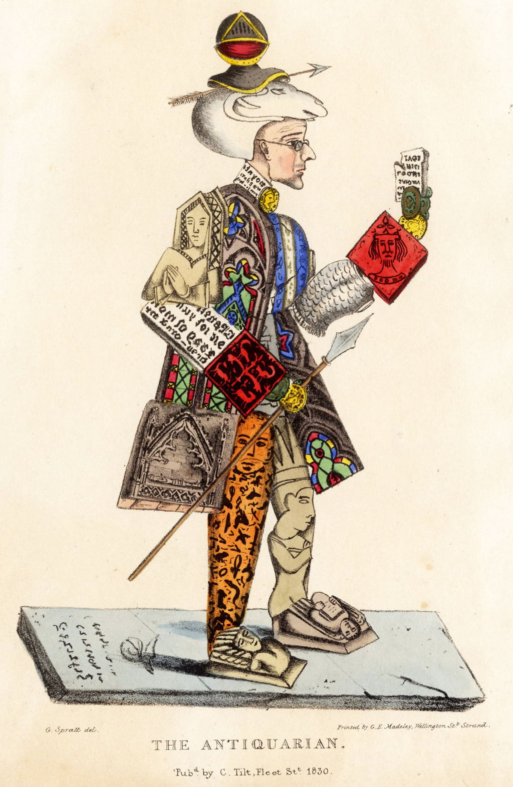 'The Antiquarian' - Humourous 19th Century Personification Print, Framed