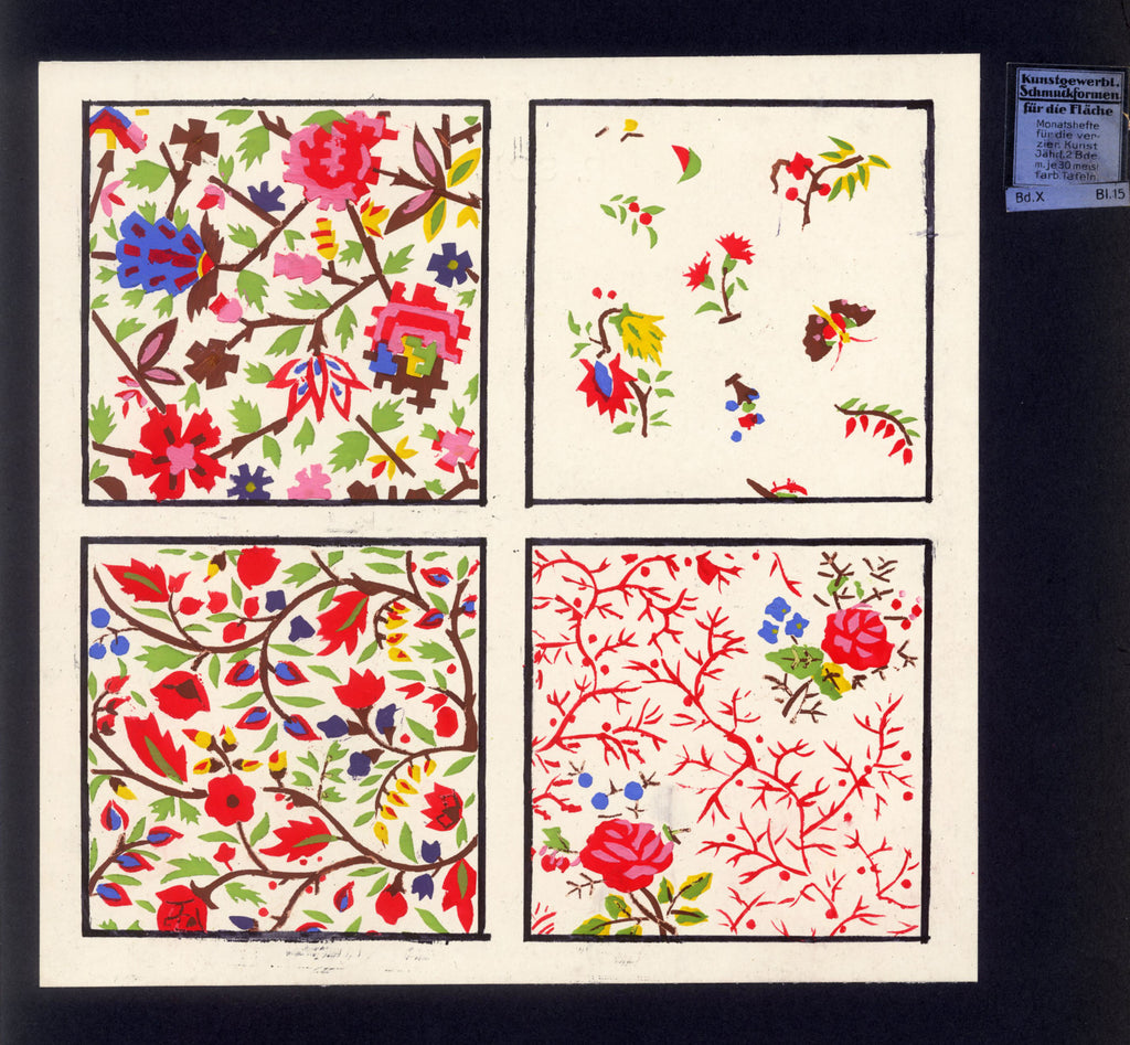 'Geometric Design No. Bd. X Bl. 15' - Art Deco Pochoir Pattern Design, Unframed