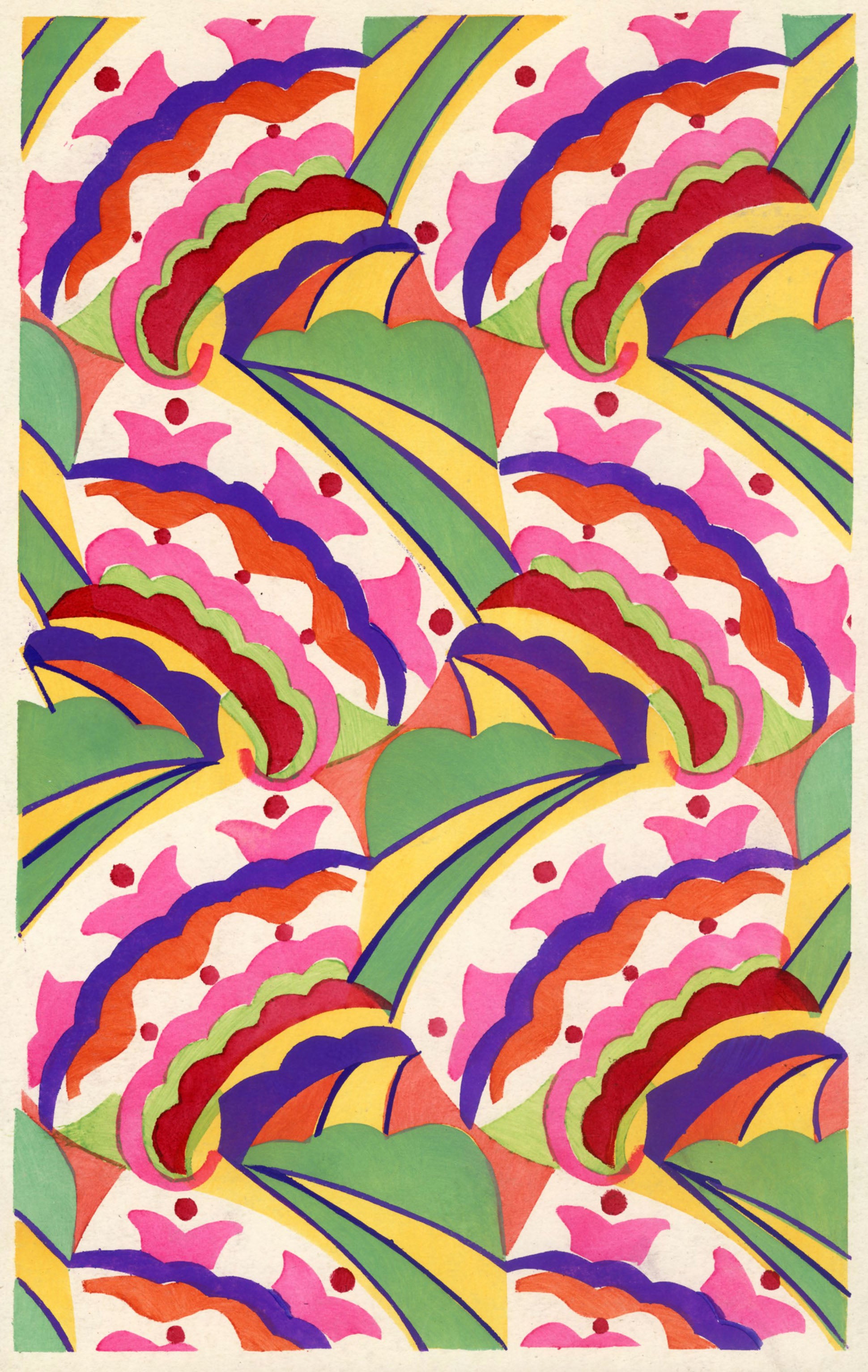 'Geometric Design No. Bd. X Bl. 16' - Art Deco Pochoir Pattern Design, Unframed