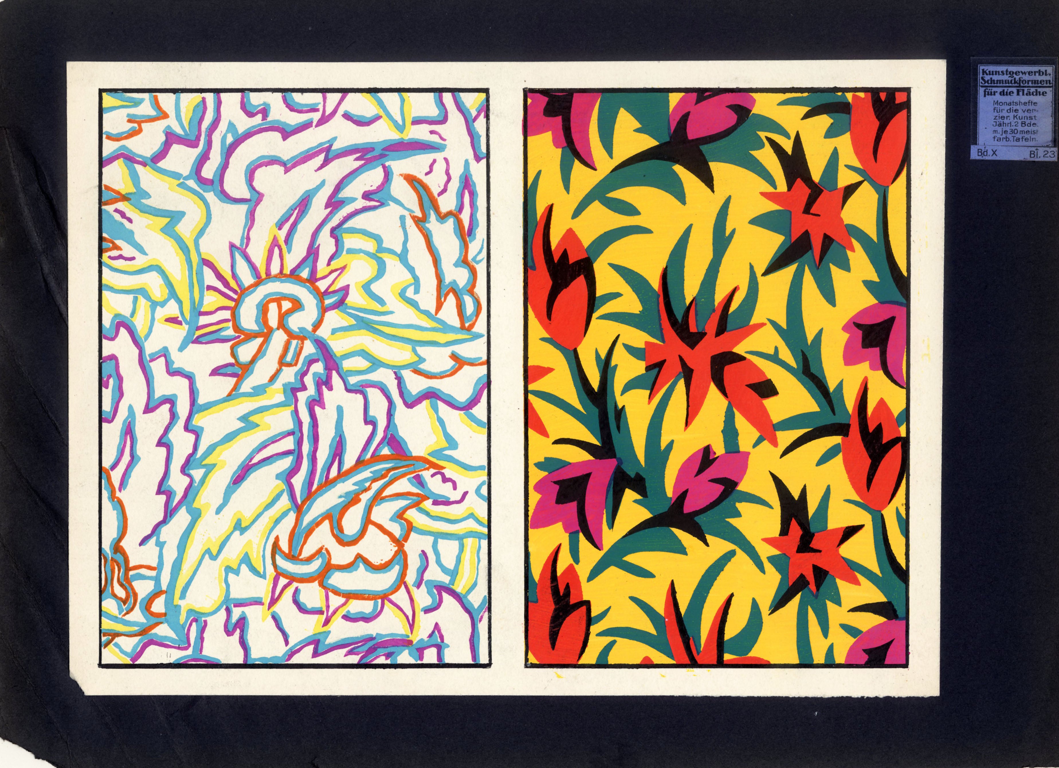 'Geometric Design No. Bd. X Bl. 23' - Art Deco Pochoir Pattern Design, Unframed